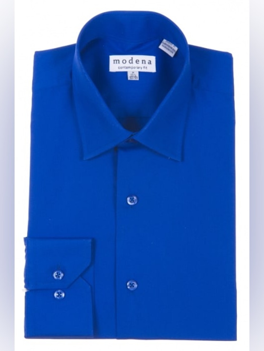 NWT Modena Men's Contemporary Fit Blue Long Sleeve Button Down Dress Shirt